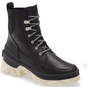 Sorel Brex Lace-up Waterproof Bootie in black / chalk